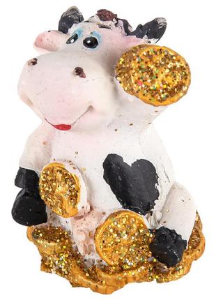 Сувенир статуэтка корова с деньгами 4см