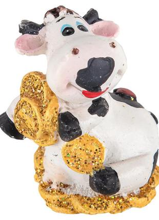 Сувенир статуэтка корова с деньгами 4см