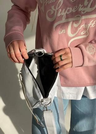 Женская классическая сумочка на коротком и длинном ремешке, белая6 фото