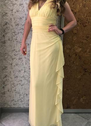 Плаття довге лимонного кольору, довга сукня, вечірнє плаття нарядне1 фото