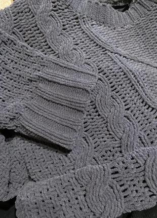 Вязаный 🧶 мягкий свитер с милым узором из плюшевой пряжи9 фото