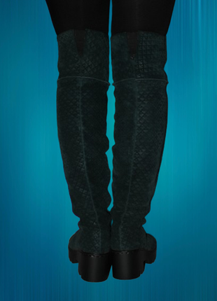 Сапоги зима высокие ботфорты зимние с натуральной кожы кожаные с перфорацией на низком ходу платформ