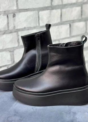 36-41 рр. ботинки на платформе натуральная кожа/замша деми/зима черные, бежевые, олива, пудра3 фото
