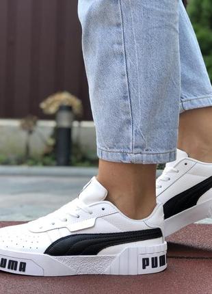 Круті жіночі кросівки puma cali bold білі з чорним3 фото