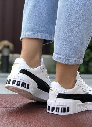 Круті жіночі кросівки puma cali bold білі з чорним4 фото