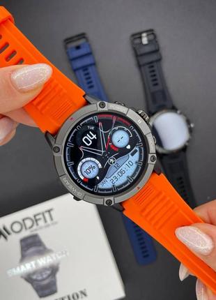 Розумний смарт годинник modfit expedition compass black-orange / чорний з помаранчевим / круглі /1 фото