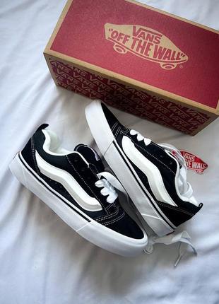 Трендовые женские кеды vans knu skool black white premium чёрные с белым