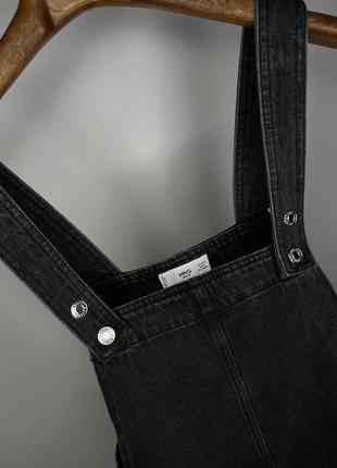 Черное джинсовое платье-сарафан мини mango🔥9 фото
