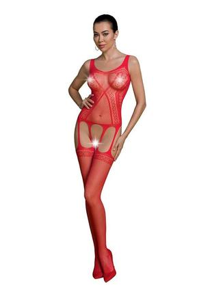 Бодистокинг passion eco bs007 red, с доступом, силуэтный рисунок, имитация подвязок