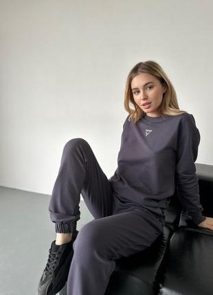 Світшот жіночий не кашлатиться двонитка бавовна xs/xs/s/m/l/xl/xxl-8xl графіт (темно-сірий)2 фото