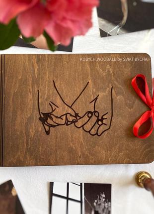 Деревянный фотоальбом с картонными листами | креативный свадебный подарок друзьям, близким