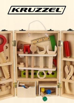 Дитячий набір дерев'яний ящик з інструментами для маленького любителя diy kruzzel (22697)7 фото