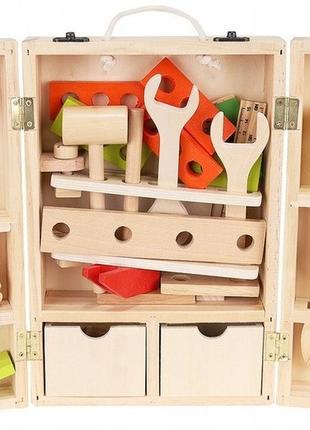 Дитячий набір дерев'яний ящик з інструментами для маленького любителя diy kruzzel (22697)2 фото