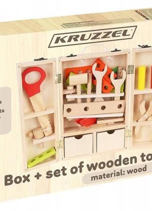 Дитячий набір дерев'яний ящик з інструментами для маленького любителя diy kruzzel (22697)6 фото