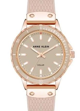 Женские часы anne klein ak/3890rgbh. женские часы с каучуковым ремешком. бежевые часы женские1 фото