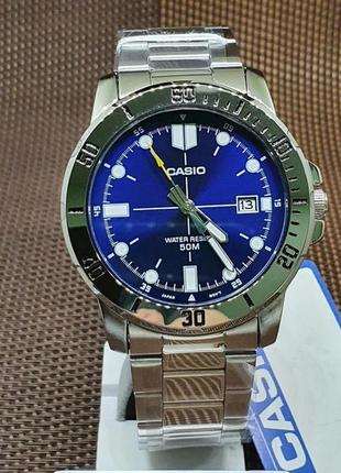 Мужские часы casio mtp-vd01d-2e, синие с серебрянным2 фото
