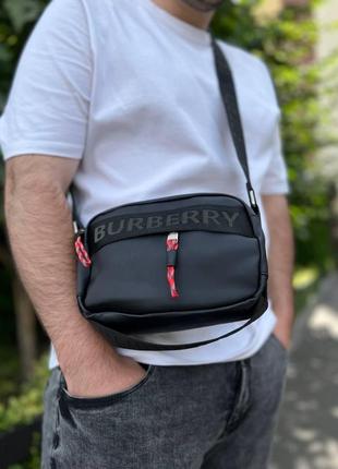Мужская сумка кросс-боди burberry черная повседневная, мужские городские сумки стильные, классическая сумка5 фото
