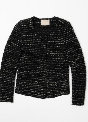 Iro molly tweed boucle black &amp; grey wool jacket женский пиджак