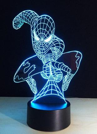 Светильник-ночник 3d с пультом управления человек паук подарок мальчику на новый год5 фото