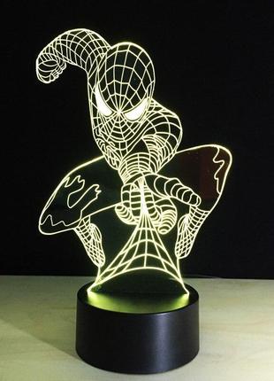 Светильник-ночник 3d с пультом управления человек паук подарок мальчику на новый год4 фото