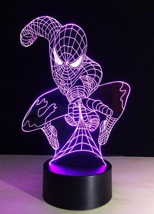 Светильник-ночник 3d с пультом управления человек паук подарок мальчику на новый год3 фото