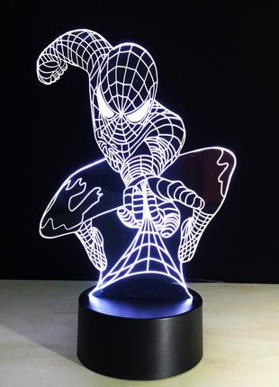 Светильник-ночник 3d с пультом управления человек паук подарок мальчику на новый год6 фото