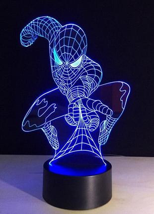 Светильник-ночник 3d с пультом управления человек паук подарок мальчику на новый год8 фото