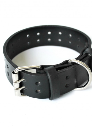 Кожаный ошейник для собак "lockdog" ширина 3 см черный