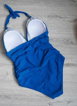 Цельный сдельный синий женский купальник танкини f&f m l xl (46-48-50)4 фото