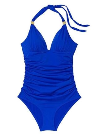 Цельный сдельный синий женский купальник танкини f&f m l xl (46-48-50)7 фото