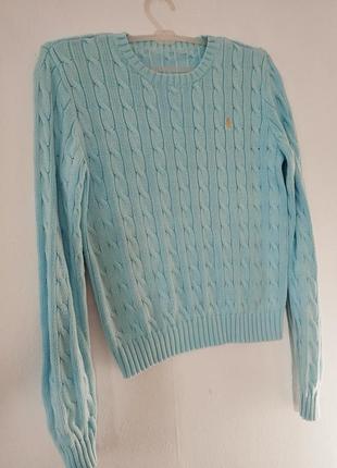 Голубой свитер от ralph lauren xs-s cotton