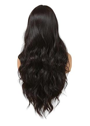 Парик длинный волнистый темный шоколад, термоволокно