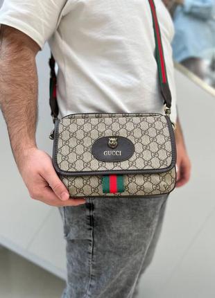 Чоловіча сумка через плече gucci натуральна шкіра модна сумка для чоловіків класична щоденна сумка6 фото