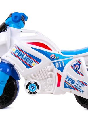 Детский беговел мотоцикл каталка -толокар технок 5125 бело-синий полиция витрина2 фото