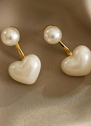 Сережки 3 в 1 класичні перли в золотому виготовленні