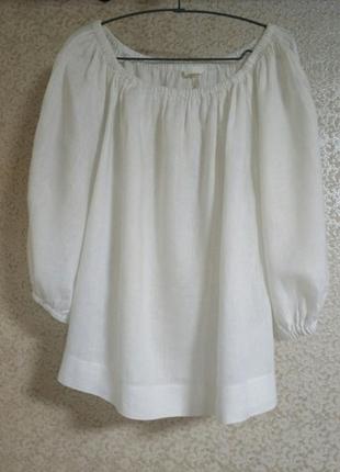 H&amp;m стильная белая блуза блузка рубашка лен льняная linen бренд h&amp;m, р.м