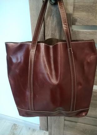 Итальянская сумка из натуральной кожи, кожанный шоппер genuine leather5 фото