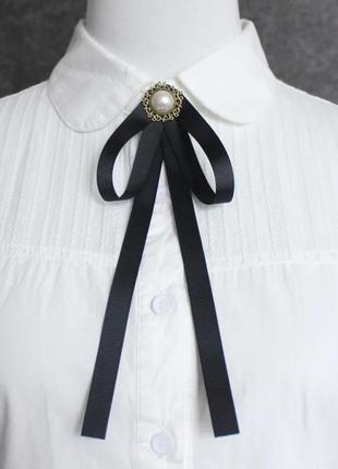 Брошка краватка бант з атласних стрічок, прикраса  для одягу1 фото