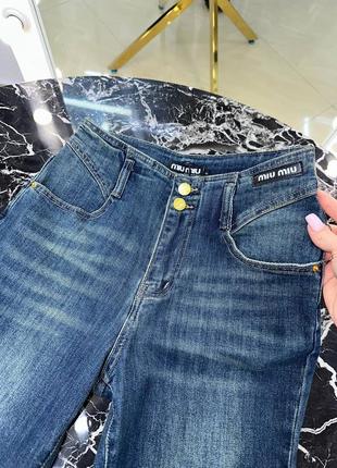 Брендові джинси кльош в стилі miu miu7 фото