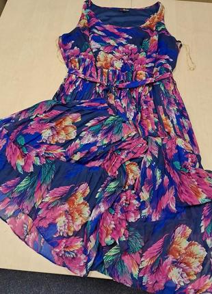 Длинное шифоновое платье с плиссированной юбкой 24 размера