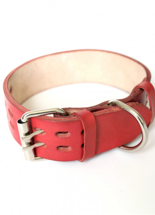 Кожаный ошейник для собак "lockdog" ширина 3 см красный