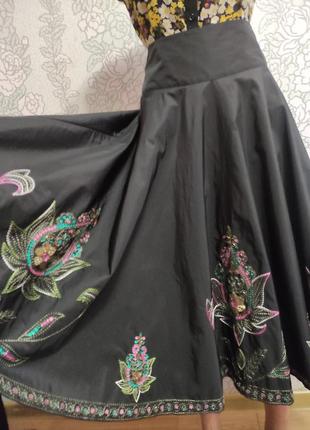 Monsoon юбка спідниця міді кльош вишивка бісер6 фото