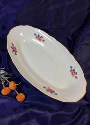 Сервірувальна тарілка овальна коростень н4213 порцеляна 253х13 мм.