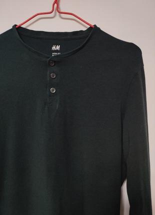 Лонгслів кофта футболка довгий рукав чоловіча хакі h&m, розмір м.4 фото