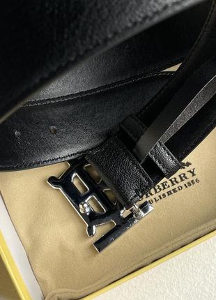 Женский ремень burberry leather tb belt black/tan/silver черный на подарок 14 февряля4 фото