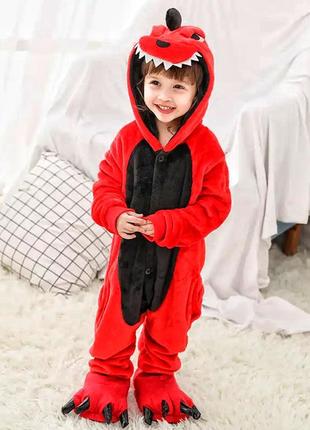 Детский кигуруми дракон, пижама красный дракон для детей2 фото