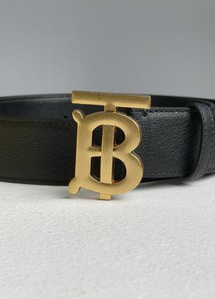 Женский ремень burberry leather tb belt black/tan/gold черный на подарок 14 февраля2 фото