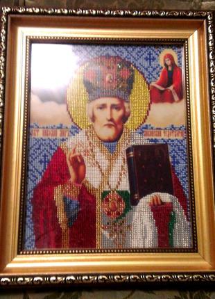 Картина бисером Святого минколай1 фото