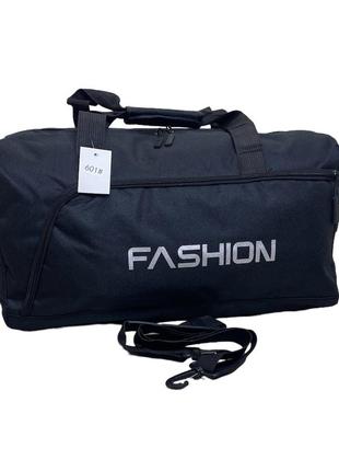 Чорна спортивна сумка fashion 48х25х25 см із текстилю 601 (or)