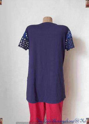 Новая с биркой нарядная блуза /футболка в крупные кружевные дырочки в синем, размер с-м2 фото